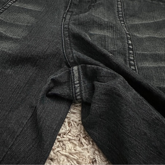 Y2K Express Mid Rise Black Whiskered Bootcut Jeans Women’s Size 14 Zipper Leg - Picture 7 of 16